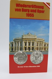 PRAGER: Österreich 10 Euro 2005 Wiedereröffnung Burg und Oper Silber [N5]#k