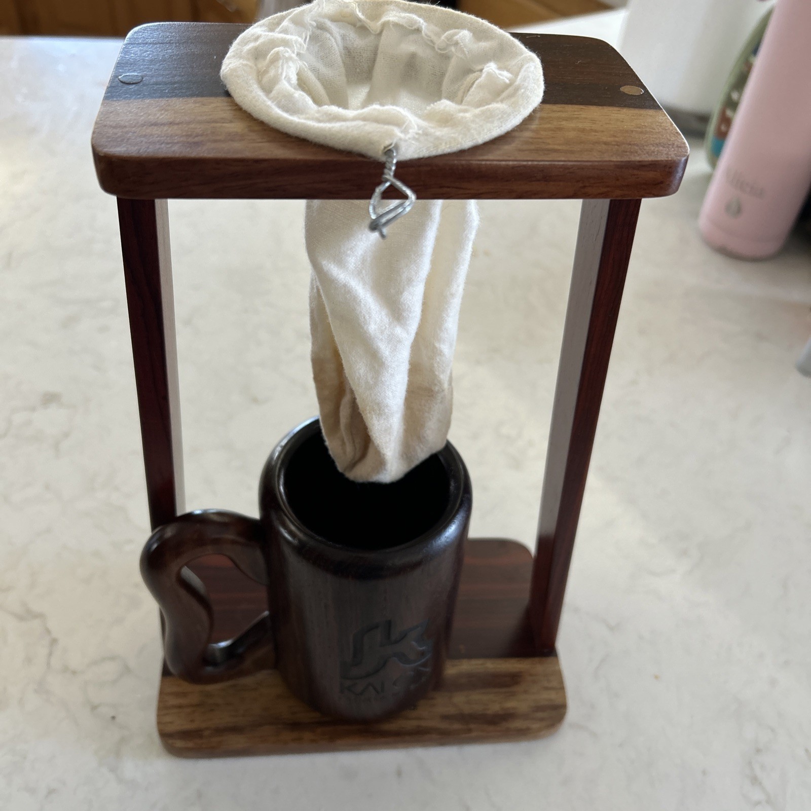 Handmade Wood Coffee Maker, costa rican, solid wood, non-electric 