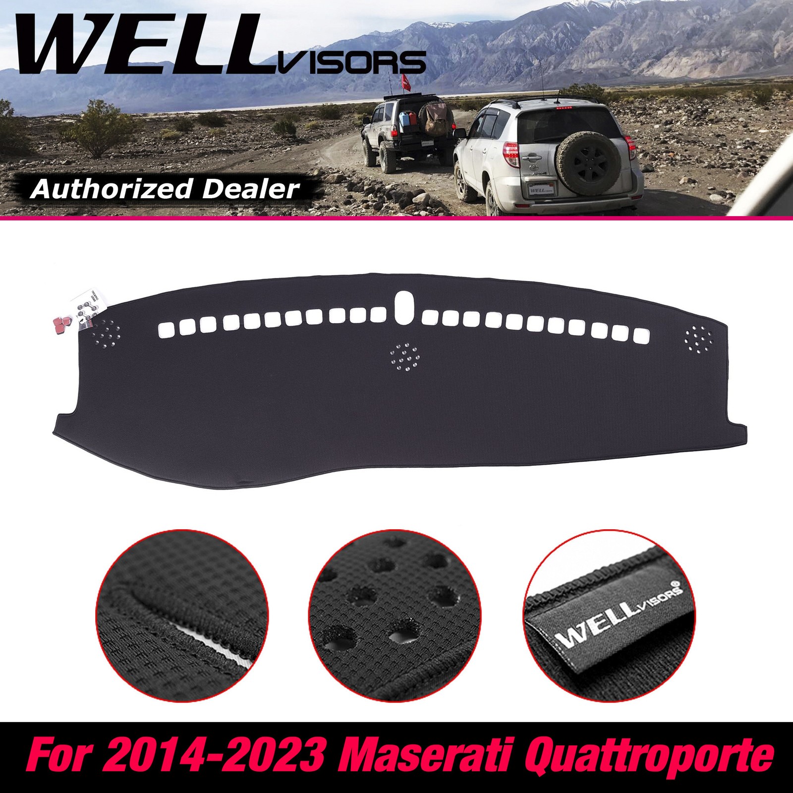 Black Dashboard Cover For 14-24 Maserati Quattroporte By WELLvisors 3-886MA005