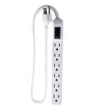 Go Green Power 6-Outlet Mini Surge Protector, 90 Joules, 2 FT, Milk White