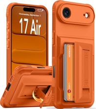 iPhone 17 Air Wallet Case RFID Blocking Kickstand Orange Military