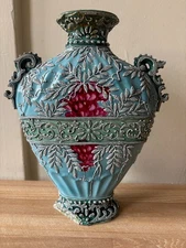 Lovely Japanese Nippon Large Moriage Vase circa 1900 Repaired/Damaged