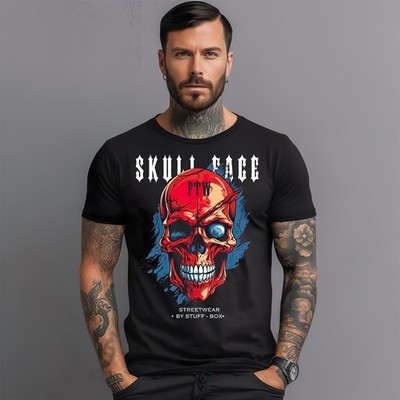 Neu! Stuff-Box Skull Face Two Shirt in schwarz für Männer - Trendiges Design