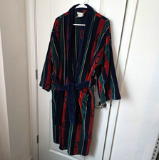 VTG Bill Blass Men's One Size Striped 100 Cotton Terry Belted Tie Robe 80s 90s