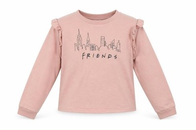 F.R.I.E.N.D.S Damen Pullover Sweatshirt Größe 14 Rosa Langarm Freizeit Rüschen