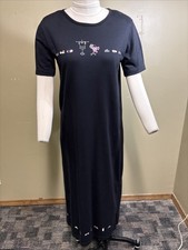 K-Wear Womens Size Small Black Polyester Blend Full Length Embroidered Dress