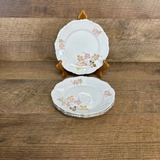 3 Mitterteich Autumn Leaves 6 3/4" Bread Plates-Gold Trim-Made In Germany