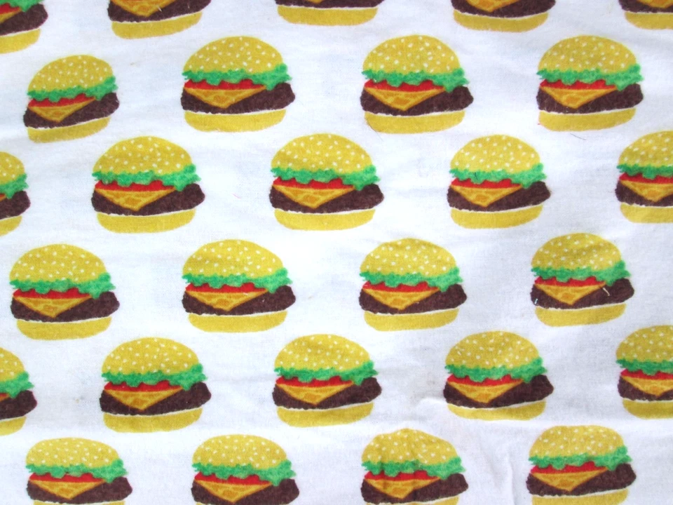Flannel Cheeseburger Burgers Fabric Springs Creative 2015 2.5 Yds CP55155 Food - Image 2 of 4