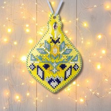 Beaded Embroidery on Faux Leather Kit  Icicle Christmas Ornament 