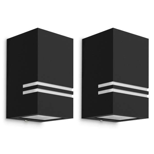 2X Aussen Wandleuchte JOVO-S Up & Down Schwarz IP44 Mit Led 3W Wandlampe Leuchte-image