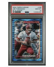 POP 1, 2024 Topps Chrome Joe Theismann Blue Sonar /150 PSA 10 GEM MT Washington.