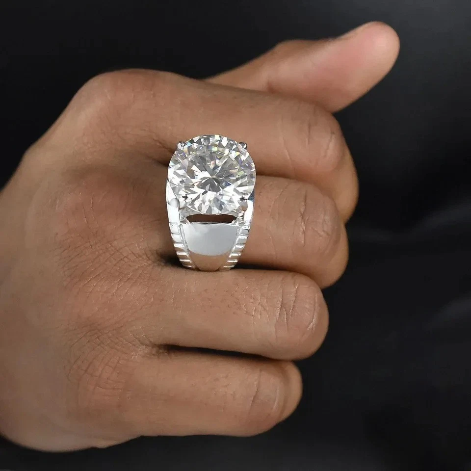 Men's Ring- RARE 18 Ct Certified White Diamond Ring ! Tariff Free Shipping. - Image 3 of 4