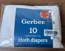 CLOTH DIAPERS Gerber 10 Pack Of Cloth Diapers New