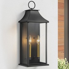 Lawyettle Dusk to Dawn Exterior 20.6 pulgadas 2-E12 Base, Negro (con Base Dorada)