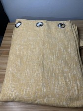 Chlophy Ochre Curtains Eyelet Linen Look Thermal Lined Yellow size 66 x 54 Inch