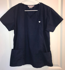 Womens Superior Uniform MEDIUM blue short sleeve scrub top
