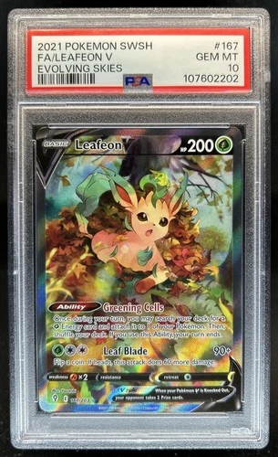 2021 Pokemon SWSH Evolving Skies Leafeon V #167/203 PSA 10 GEM MINT
