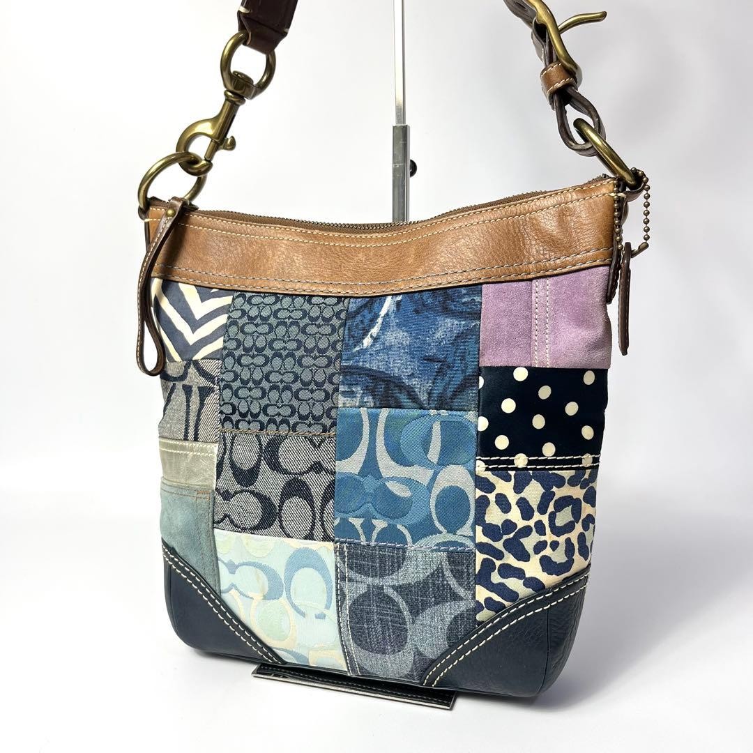 COACH Signature Multi-Color Patchwork Handbag Can… - image 16