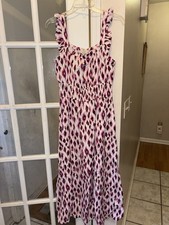 Ann Taylor Loft Linen Blend Long Sundress Purple Ikat Print Size Small