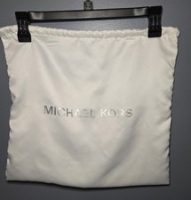 Michael Kors 15"x14" White Drawstring Dust Bag Purse Storage with a Silver Logo