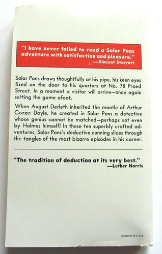 AUGUST DERLETH The Chronicles of Solar Pons book #2 Adventures of Solar Pons 1st - Picture 2 of 5