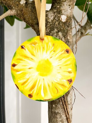 Christbaumschmuck Deko Ananas Ölgemälde Handarbeit Kunstwerk Abverkauf