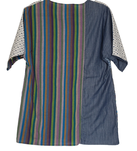 Susan Eastman Top One Size Mixed Print tomiko tunic patchwork original - Picture 7 of 11