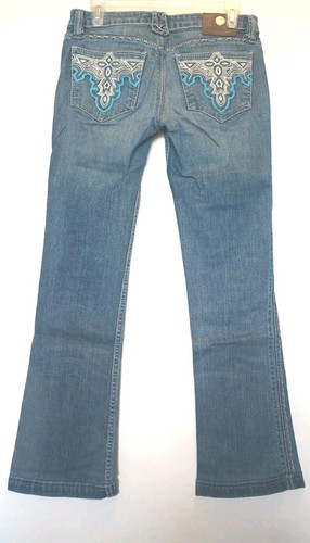 Damenjeans Medium Wash Boot Cut blau Größe 27 Schrittlänge 30 bestickte Taschen - Bild 6 von 20