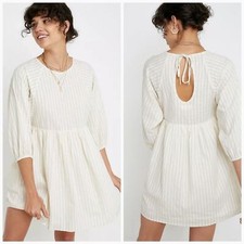 Urban Outfitters Dobby Frock Mini Dress Keyhole Back Pockets S Coastal Resort