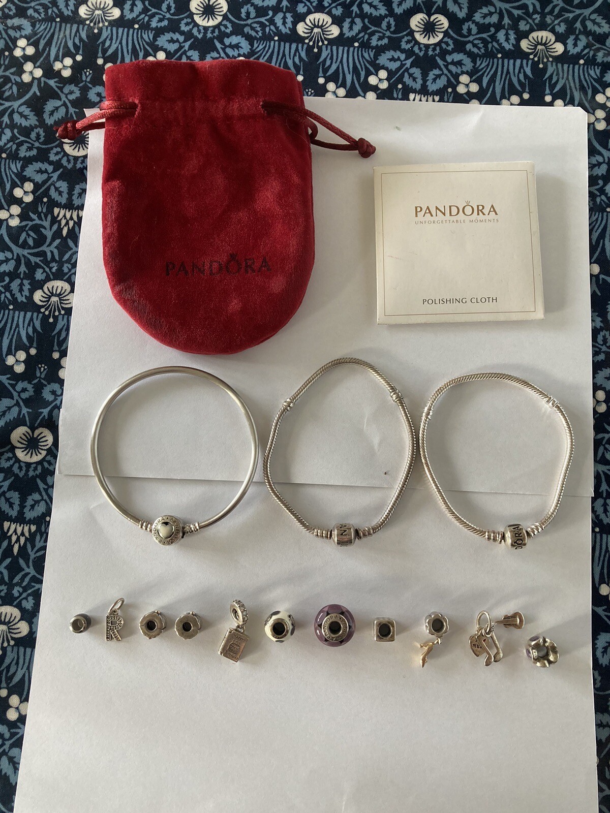 PANDORA Bracelets And Charms Sterling Silver Bundle/ 14c Gold Rare Shoe