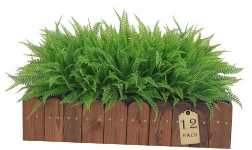Bundles Artificial Plants Outdoor Fake Ferns with Flowers 12 Green Boston Fern