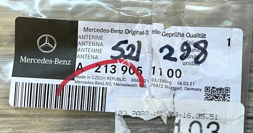 NUEVA ANTENA RECEPTORA ENTRADA SIN LLAVE MERCEDES E300 E43 2017, 2139051100, OEM Foto 4 de 4