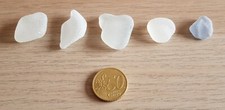 Natural Surf Tumbled Frosted White Sea Glass 5 Pieces from Estoril Portugal