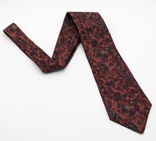 100 Silk Guy Laroche Paris Monsieur Red Blue Green Floral Tie Made In USA