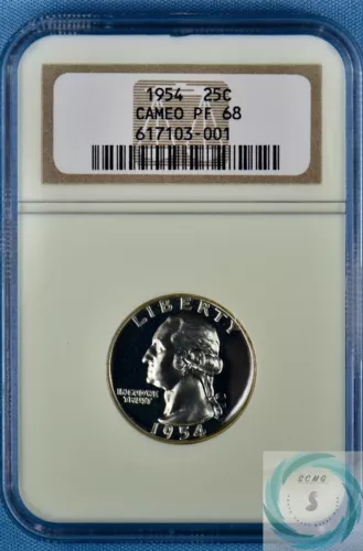 1954 Washington Quarter NGC PF 68 CAMEO - Black and White Contrast!!!