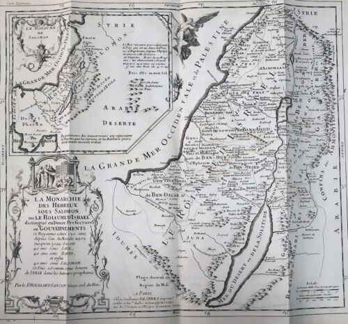 Rare 1712 Large Antiquarian Map of the Middle East Isreal & Palestine With Gaza