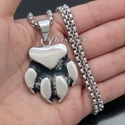 Men's Large BEAR CLAW Paw Solid 316L Stainless Steel Pendant Necklace