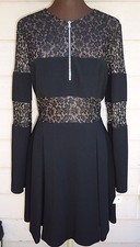 NEW $2985 Alexander McQueen Dress 46 10 Black Lace-inset Front Zipper