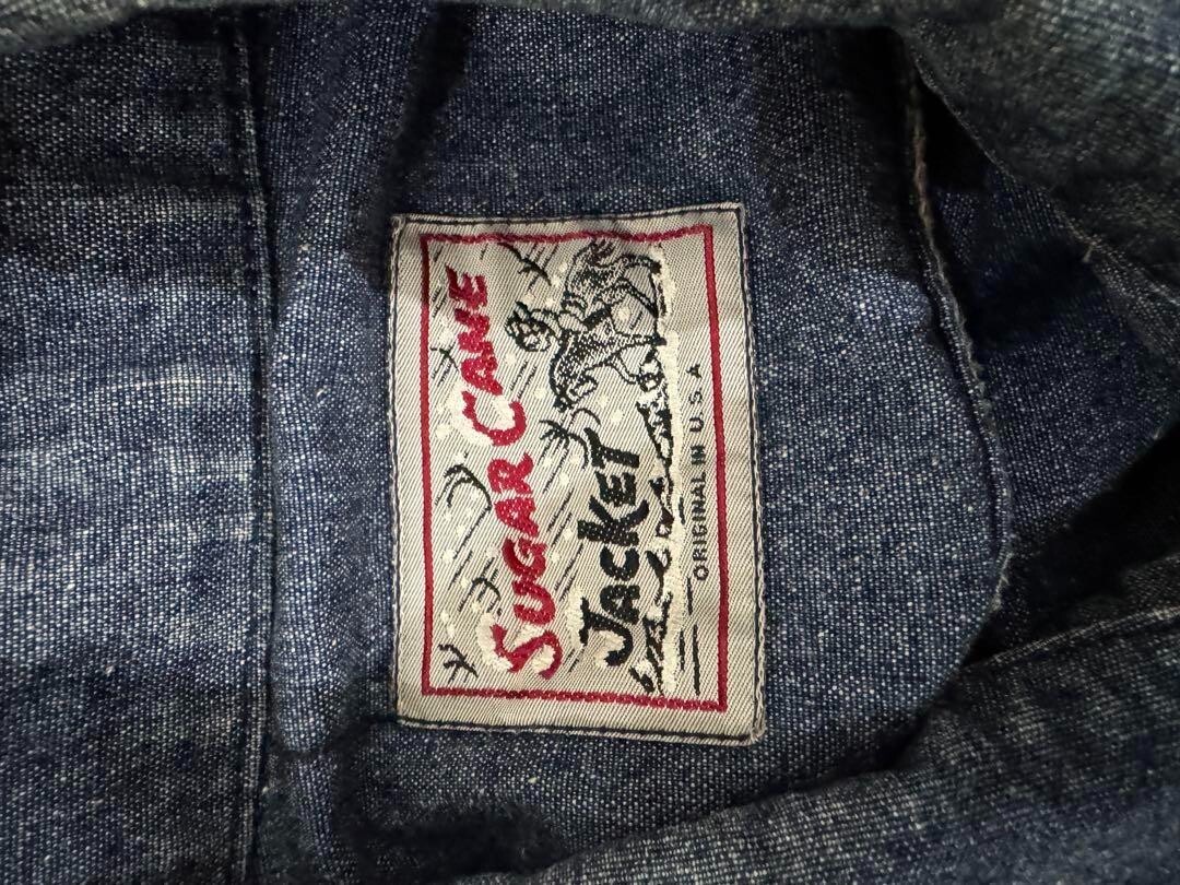 Sugar Cane Denim Western Jacket Coverall Zip Up Blue Size Large