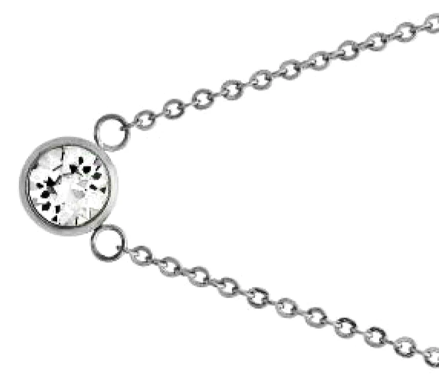 Plateado Bisel Colgante Collar de Acero Inoxidable Swarovski Elementos 18" Nuevo - Imagen 2 de 3