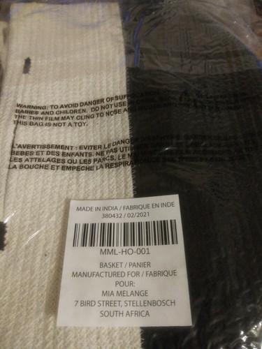 NEW Mia Melange Cotton Plant Holder Basket 9" x 9" Black & White, Free Shipping - 第 4/7 張圖片