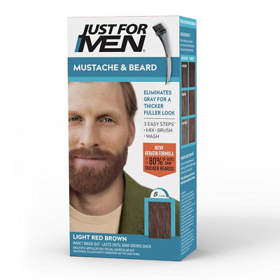 Just For Men Mustache & Beard, Beard Coloring Gray Hair Light Red Brown, M-27