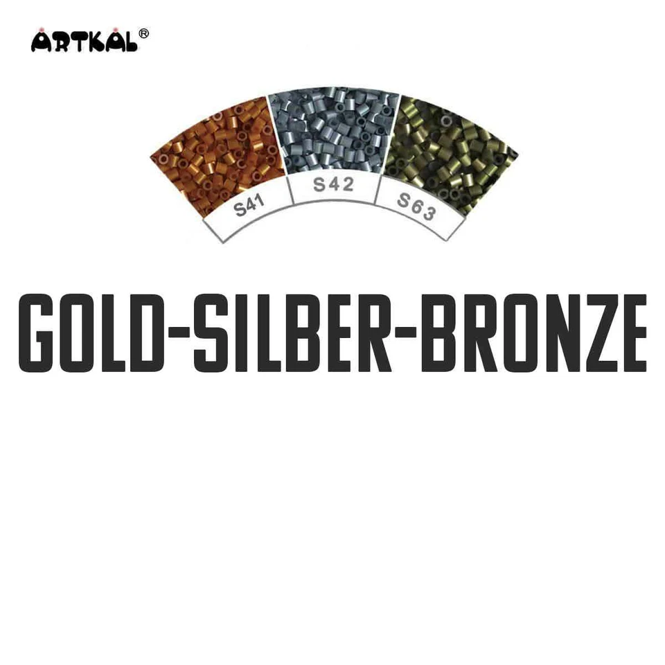 1000 Artkal MIDI S 5mm Gold-Silber-Bronze Bügelperlen Beads Ø 5 Perlen Steckperl