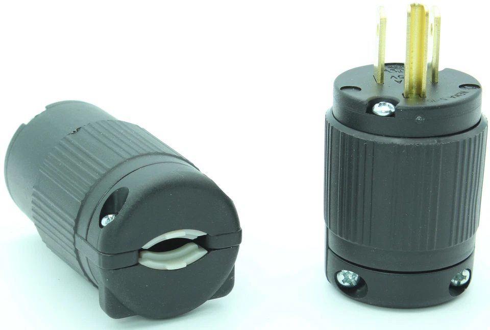 15A 125V Straight Blade Male + Female Plug Connector Set 5-15P + 5-15R - 5-15C  - Image 4 of 4