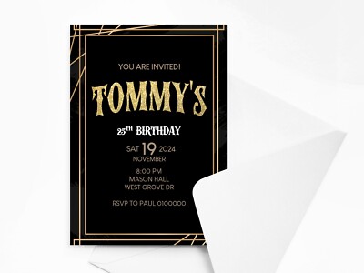 Personalisierte gold und schwarz Geburtstag Party Einladungen mit Umschlägen
