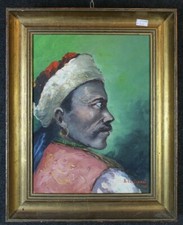 DIPINTO OLIO SU TELA RITRATTO DI MORO FIRMATO R.CARIGNANI, XX SEC. ITALIA