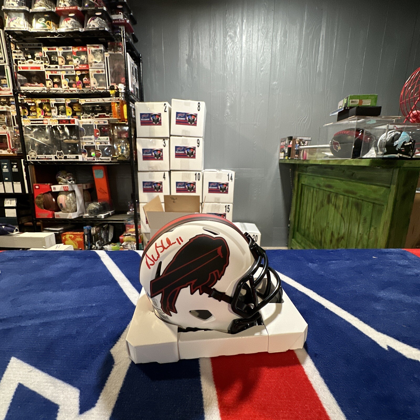 Drew Bledsoe Autographed Signed Buffalo Bills Auto Lunar Speed Mini Helmet Beckett COA 