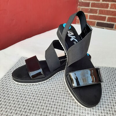 Anne Klein Sport Ankle Strap Comfort Sandals Small Wedge Black NEW 