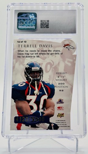 1999 Donruss Preferred QBC Terrell Davis Chain Reaction #/5000 #1a Broncos CGC 9 - Picture 2 of 2