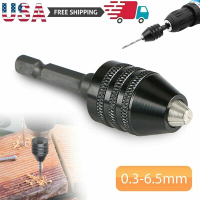 1/4'' Keyless Chuck Converter Hex Shank Adapter Drill Bit Quick Change Driver New